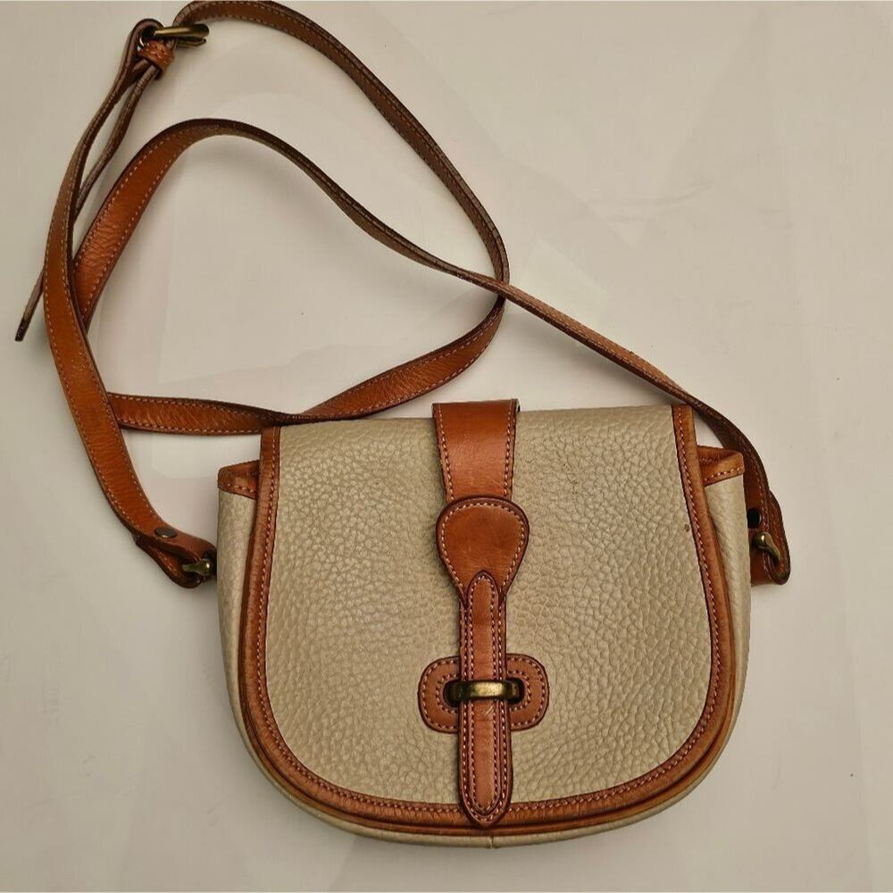 Pre-Loved Vintage Dooney & Bourke Dove Gray Pebble Leather Equestrian Crossbody